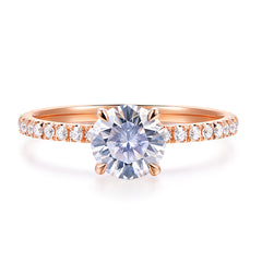 14K Solid Gold Comfort Fit 1ct D Color VVS Round Brilliant Cut Moissanite Engagement Rings for Women