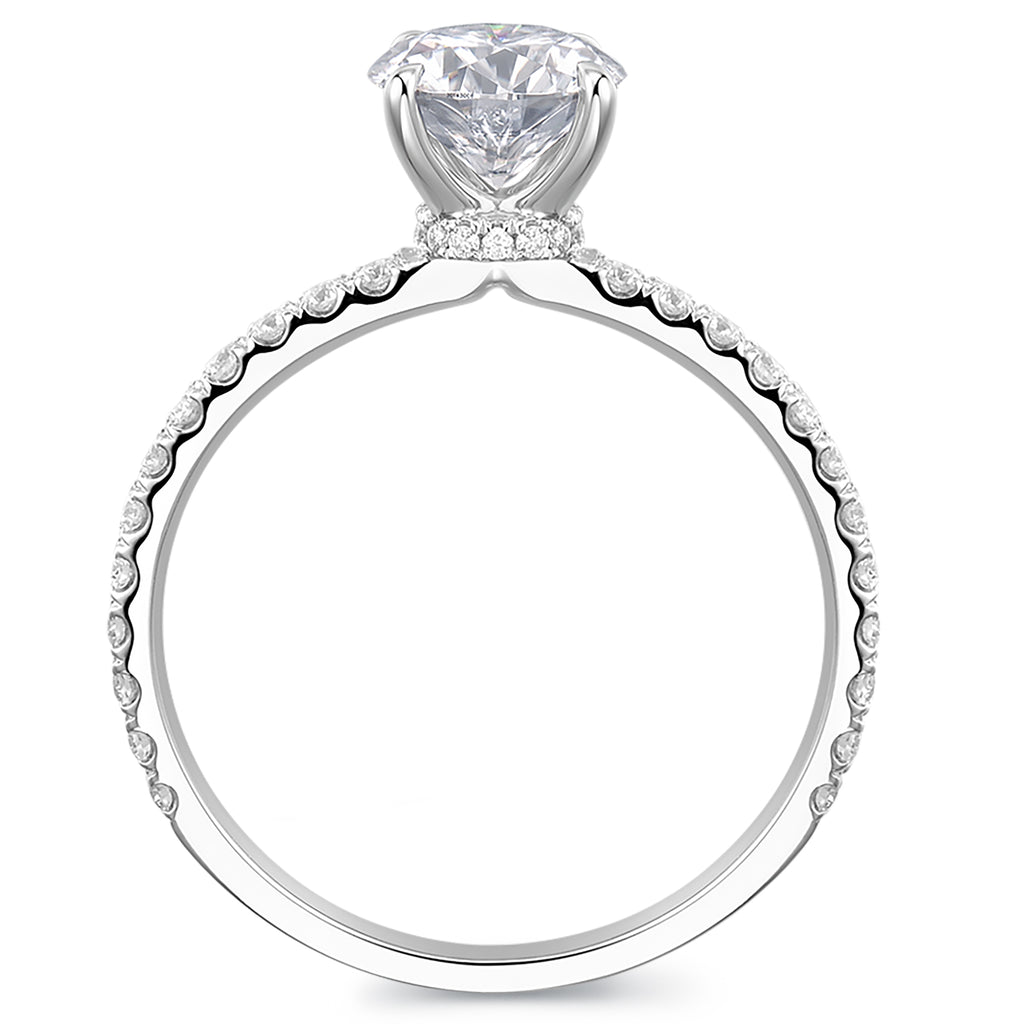 14K Solid Gold Comfort Fit 1ct D Color VVS Round Brilliant Cut Moissanite Engagement Rings for Women