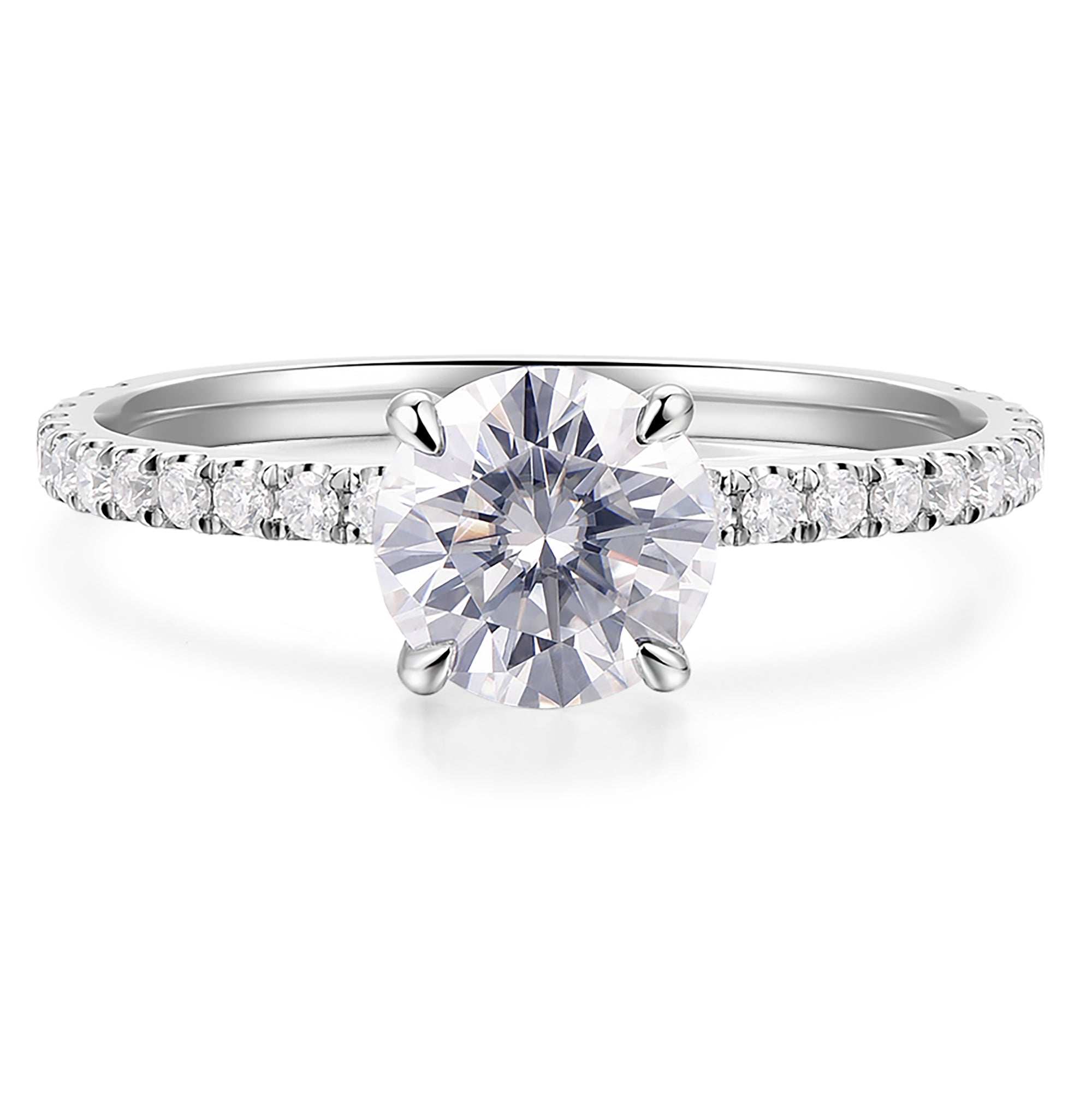 14K Solid Gold Comfort Fit 1ct D Color VVS Round Brilliant Cut Moissanite Engagement Rings for Women