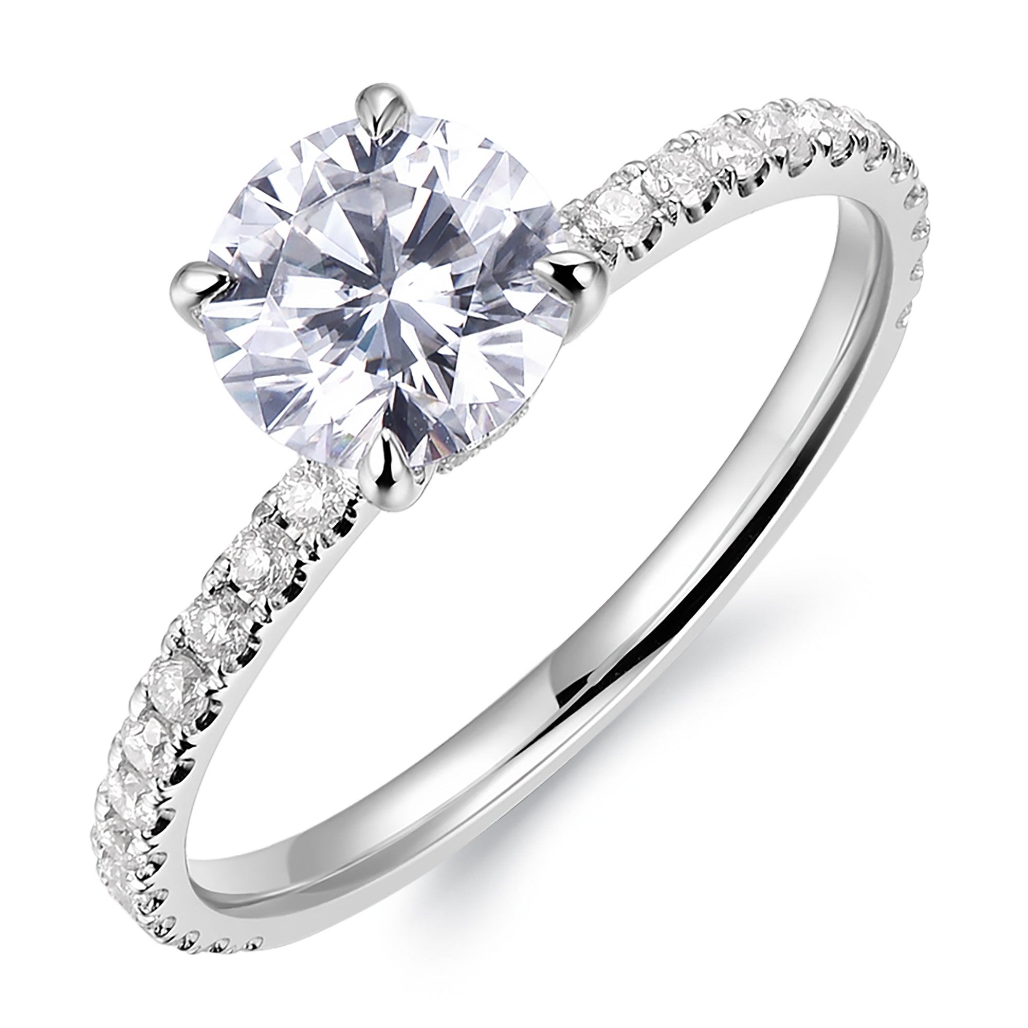 14K Solid Gold Comfort Fit 1ct D Color VVS Round Brilliant Cut Moissanite Engagement Rings for Women