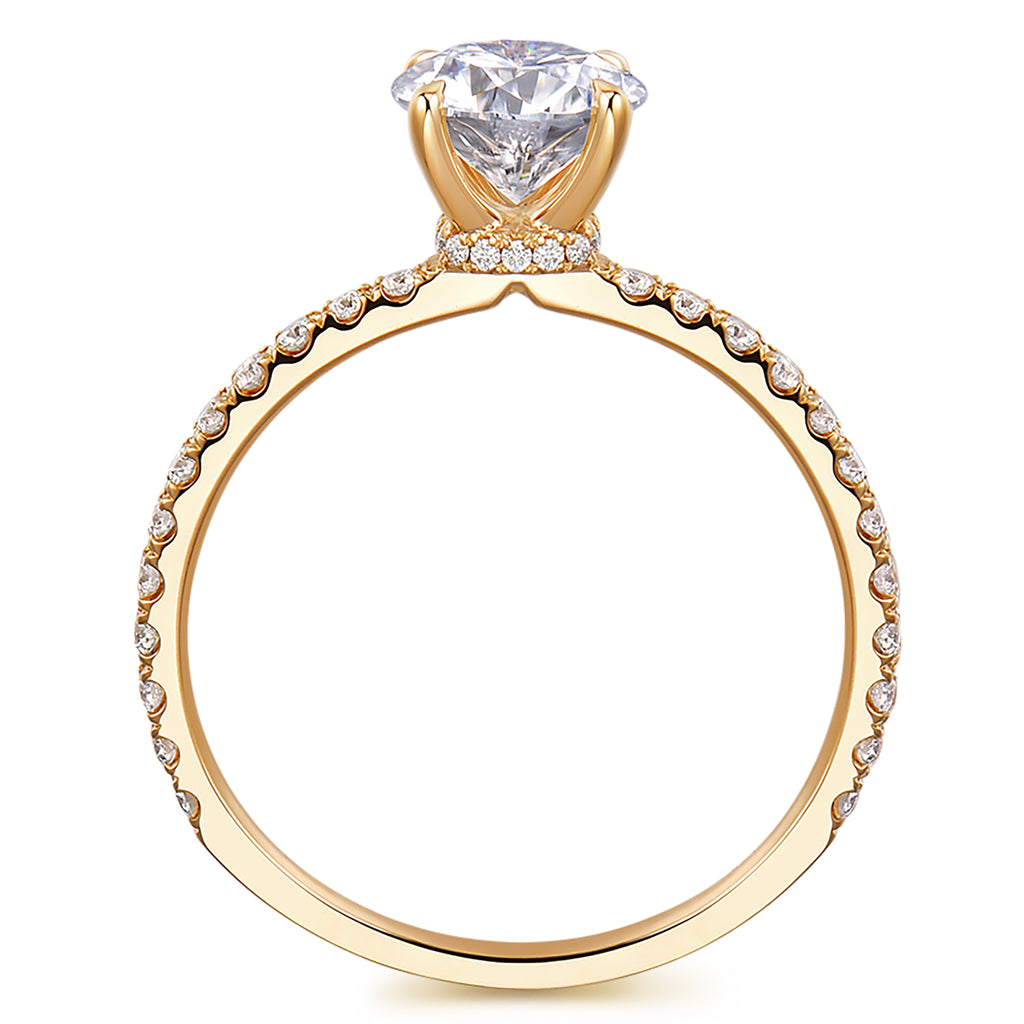 14K Solid Gold Comfort Fit 1ct D Color VVS Round Brilliant Cut Moissanite Engagement Rings for Women