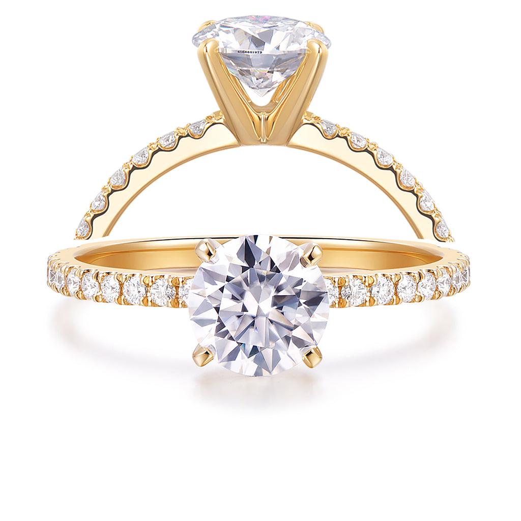 14K Gold Moissanite Engagement Ring 1ct Round Brilliant Cut Solitaire Moissanite Rings for Women 14K Gold Engagement Rings for Women