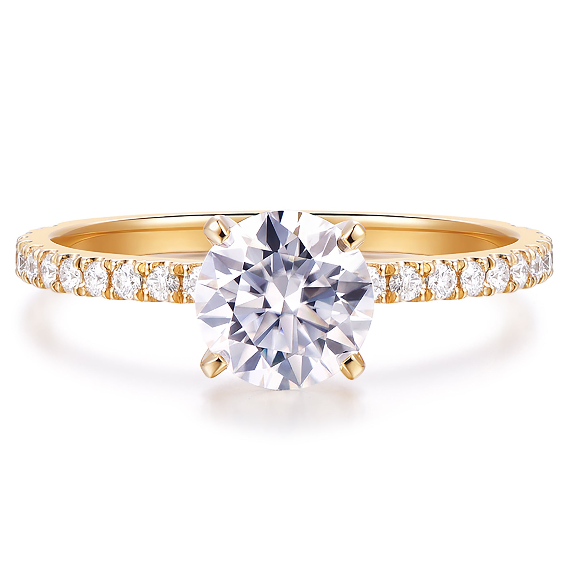 14K Gold Moissanite Engagement Ring 1ct Round Brilliant Cut Solitaire Moissanite Rings for Women 14K Gold Engagement Rings for Women